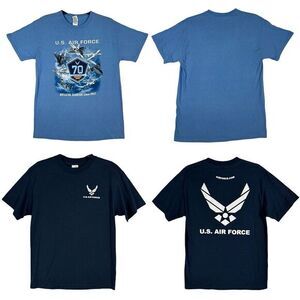 Lot 2 USAF Air Force Shield Graphic Shirt Size M Military Training Single Stitch